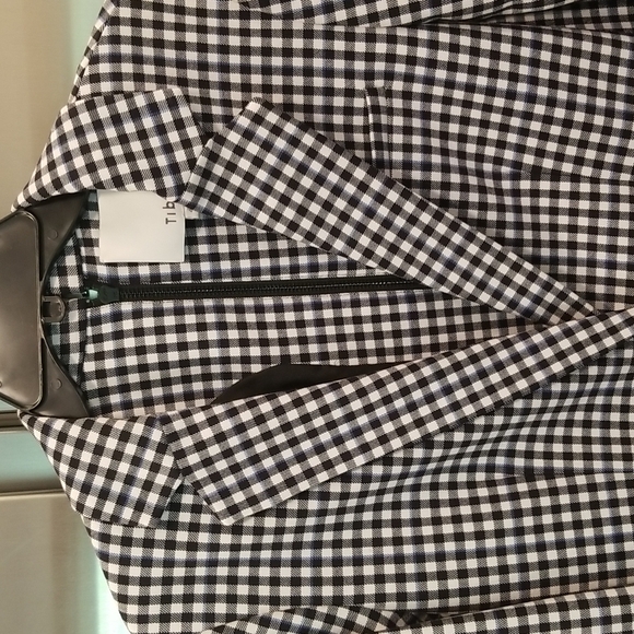 💕TIBI💕 Cut Ups Gingham Suiting Mens Blazer with Back Zip Black & White Print 4 - Picture 15 of 16